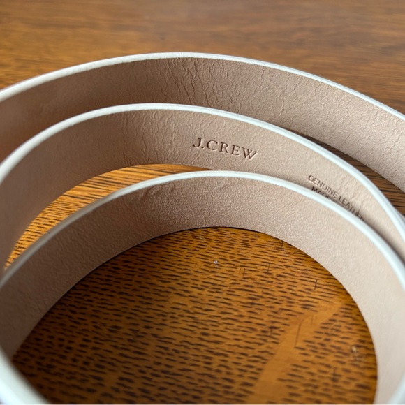 J Crew Cream Patent Leather Gold Square Buckle Belt Classic Skinny 3/4” 39” GUC - Picture 3 of 10